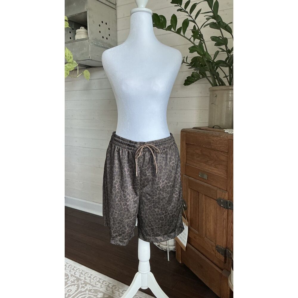 Original Use Brown Leopard Print Mesh Shorts Size Med
